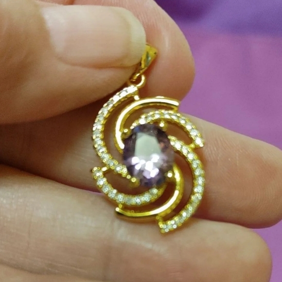 New amethyst cz 18kt gold filled pendant - Picture 5 of 9